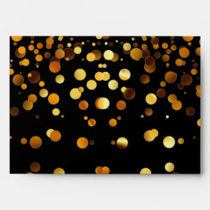 Gold Glitter Confetti Sparkles Black Envelope