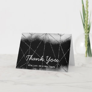 Gold Glitter Confetti Sparkles Black Thank You Card