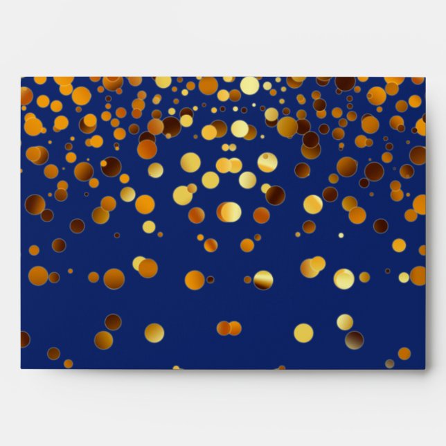 Gold Glitter Confetti Sparkles Blue Envelope (Front)