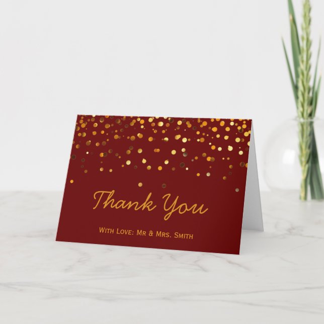 Gold Glitter Confetti Sparkles Brown Thank You (Front)