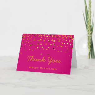 Gold Glitter Confetti Sparkles Pink Thank You Card