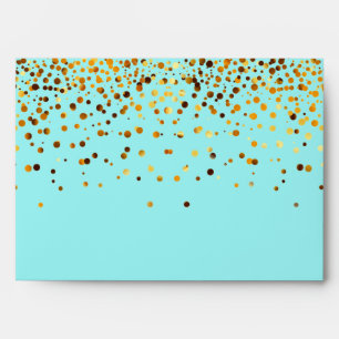 Gold Glitter Confetti Sparkles Sky Blue Envelopes