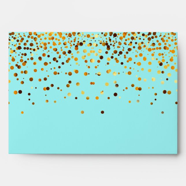 Gold Glitter Confetti Sparkles Sky Blue Envelopes (Front)