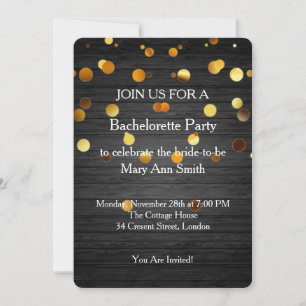 Gold Glitter Confetti Sparkles Wooden Bachelorette Invitation