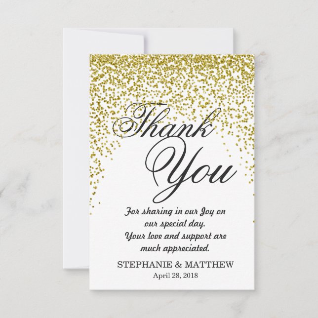 Gold Glitter Confetti Thank You Cards (Front)