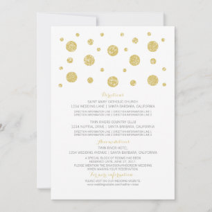 Gold Glitter Confetti Wedding Information Card