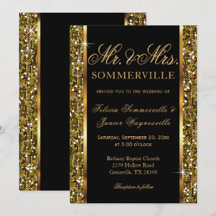 Gold Glitter Confetti Wedding Invitation