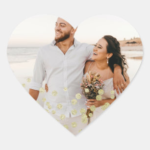 Gold Glitter Confetti Wedding Photo Heart Sticker