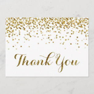 Gold Glitter Confetti Wedding Thank You Card