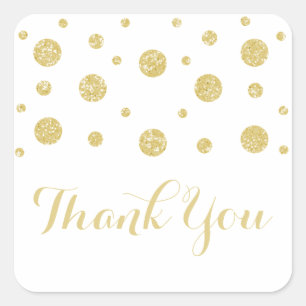 Gold Glitter Confetti Wedding Thank You Stickers