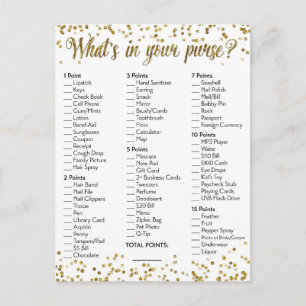 Gold Glitter Confetti What's in your Purse Game Postcard