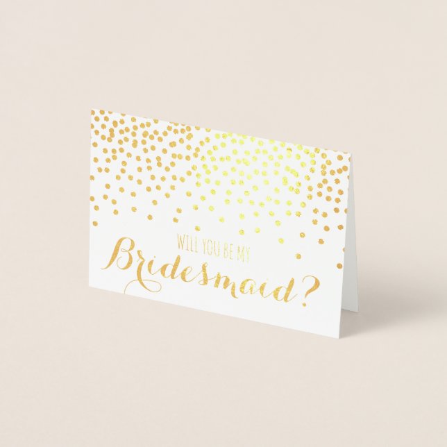Gold Glitter Confetti Will you be my Bridesmaid Foil Card (Front)