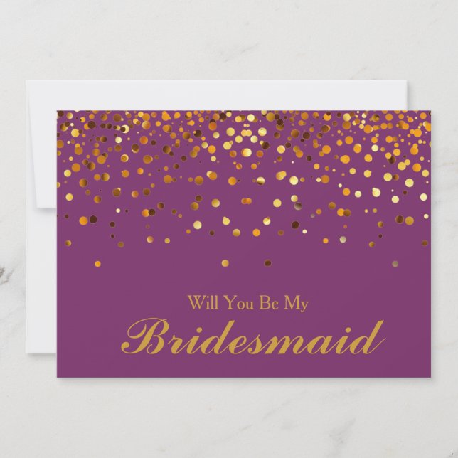 Gold Glitter Confetti Will you be my Bridesmaid Invitation (Front)