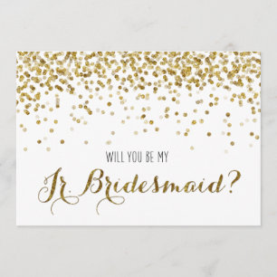 Gold Glitter Confetti Will you be my Jr Bridesmaid Invitation