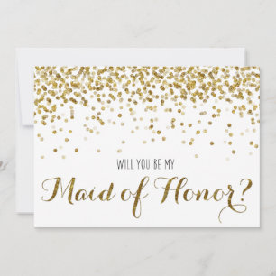 Gold Glitter Confetti Will you be my Maid of Honor Invitation