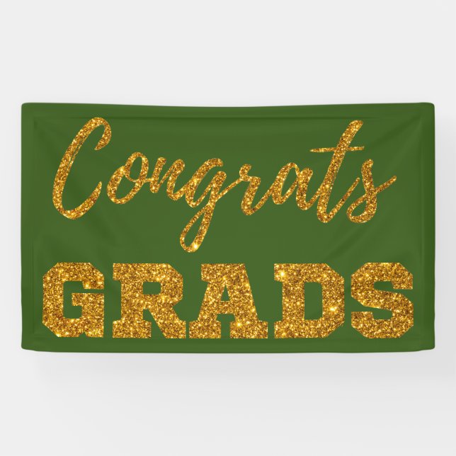 Gold Glitter Congrats Grads Banner (Horizontal)