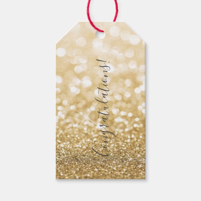 Gold Glitter Congratulations Gift Tags (Front)