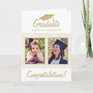 Gold Glitter Congratulations Graduate 2 Photo Card