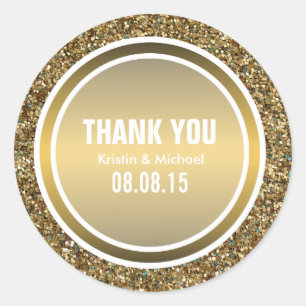 Gold Glitter & Copper Gold Thank You Label