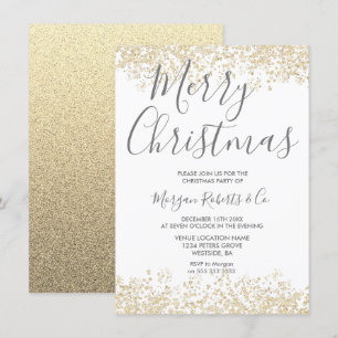 Gold Glitter Corporate or Family Christmas Party Invitation