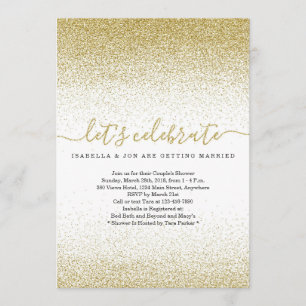 Gold Glitter Couple's Wedding Shower Invitation