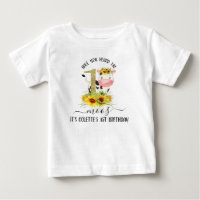 Gold Glitter Cow Sunflowers 1st Birthday T Shirt