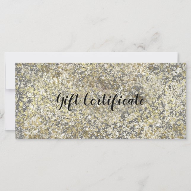 Gold Glitter Crackle Modern Chic Gift Certificate (Front)