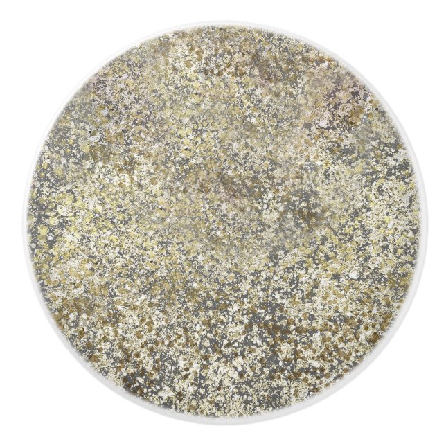 Gold Glitter Crackle Modern Chic Glam Sparkle Ceramic Knob (Front)