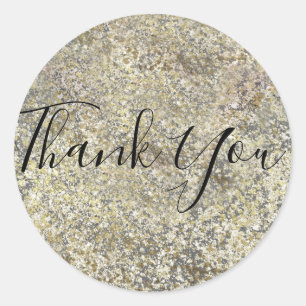Gold Glitter Crackle Modern Chic Glam Sparkle Classic Round Sticker