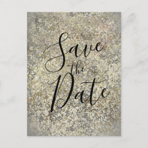 Gold Glitter Crackle Modern Chic Save the Date Announcement Postcard
