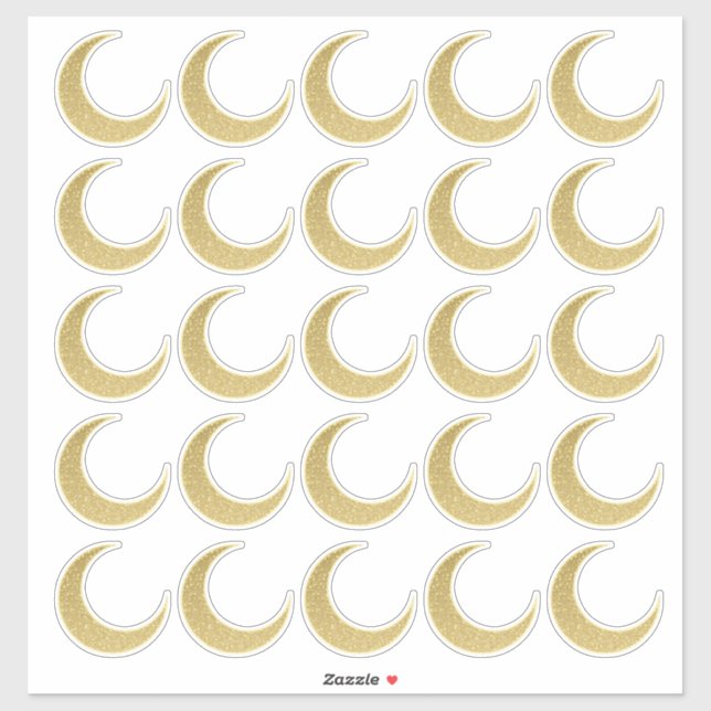 Gold Glitter Crescent Moon Sticker Set (Sheet)