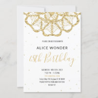 Gold glitter crochet design like laser cut invitat
