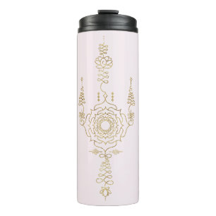 *~* Gold Glitter Crown Chakra Totem Blush Pink Thermal Tumbler