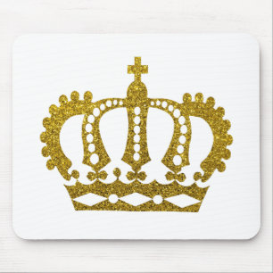 Gold Glitter Crown Mouse Mat