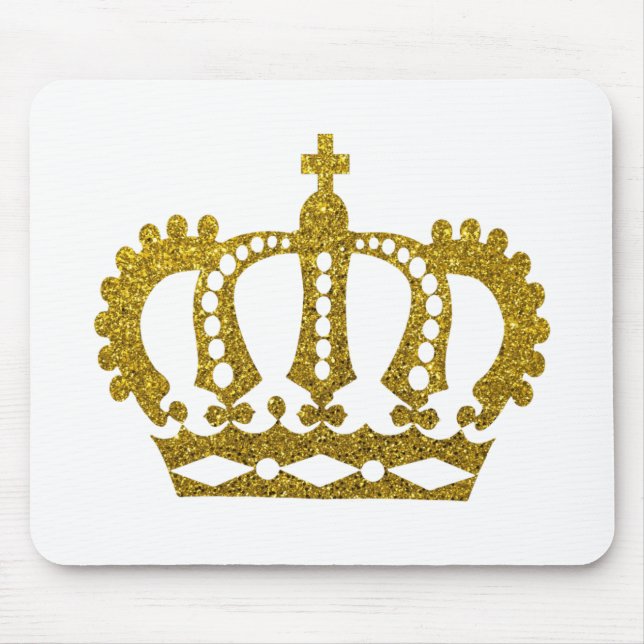 Gold Glitter Crown Mouse Mat (Front)