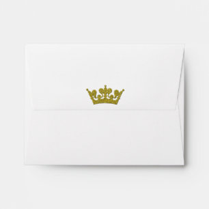 Gold Glitter Crown Royal Party Invitation Envelope