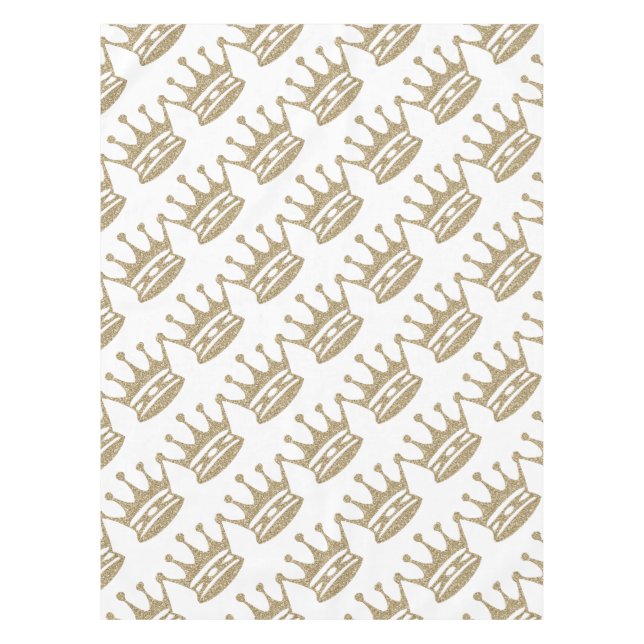 Gold Glitter Crown Tablecloth (Front)