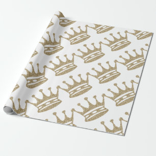 Gold Glitter Crown Wrapping Paper
