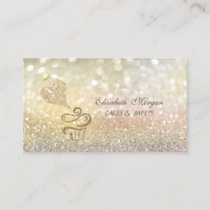 Gold Glitter Cupcake Piping Bag Bakery Business Card