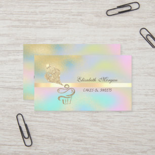Gold Glitter Cupcake Piping Bag Colourful  Business Card