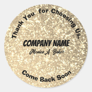 Gold Glitter Custom Business  Classic Round Sticker