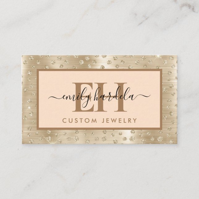 Gold Glitter Custom Jewellery Business Card (Front)
