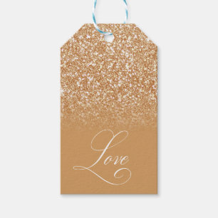 Gold Glitter Custom Name Love Typography CA915A Gift Tags