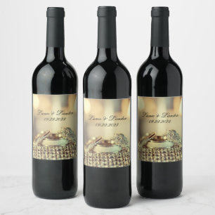 Gold Glitter Customised Name WeddIng Wine Label