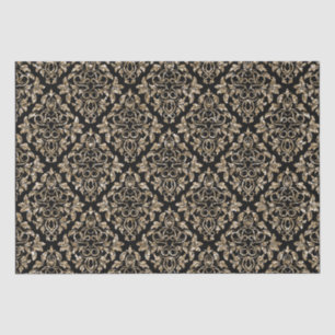 Gold Glitter Damask  Pattern Tissue Paper