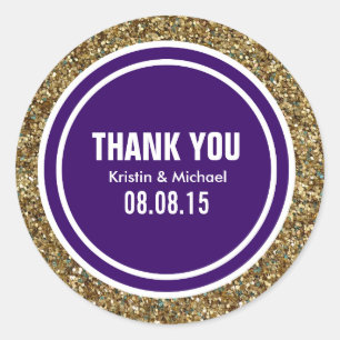 Gold Glitter Dark Purple Custom Thank You Label