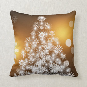 Gold Glitter Decorative Merry Christmas Tree Cushion