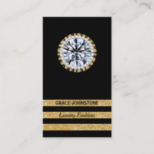 Gold Glitter,Diamond & Pearls   Contemporary Business Card