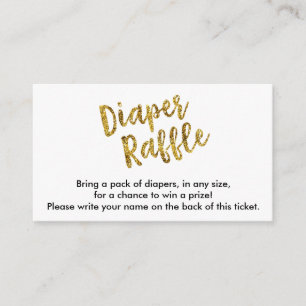 Gold Glitter Diaper Raffle Ticket Enclosure Card