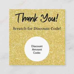 Gold Glitter Discount Scratch Off Thank You Card